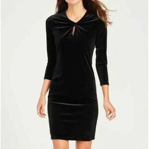 J. McLaughlin Size M Black Velour  3/4 Sleeve Ellie Sheath Dress NEW!